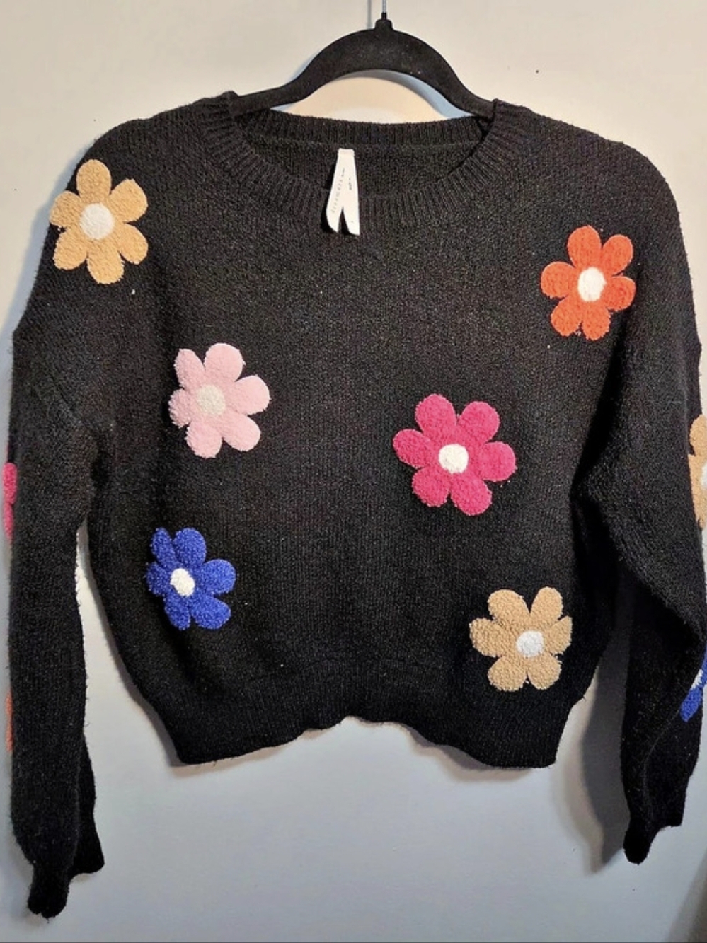 DREAMERS Black Floral Sweater